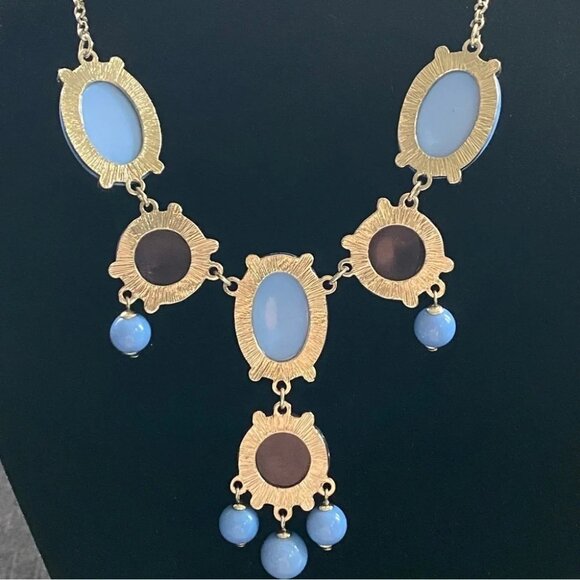 Indigo Blue and Purple Vintage Bib Statement Necklace - Picture 5 of 7